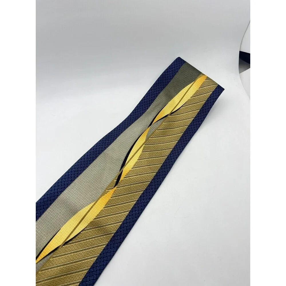 Signori dei Signori Mens Necktie 4x58 Silk Blue Abstract Design High Fashion Tie
